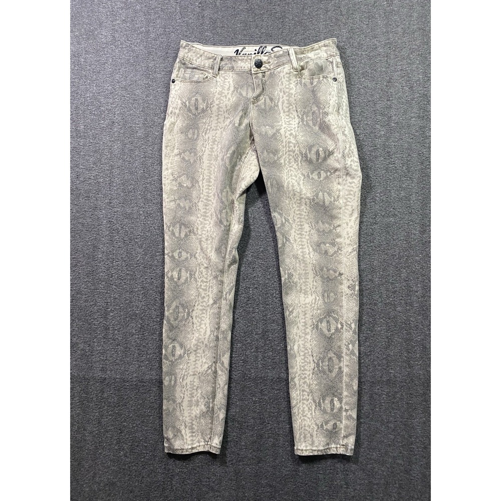 Vanilla Star Jeans Womens 11 Skinny Low Rise Beige Snakeskin Print V2318-576